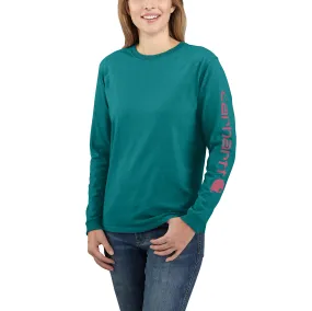 Women's Loose Fit Heavyweight Long-Sleeve Logo Sleeve Graphic T-Shirt
