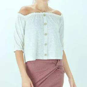 Women's Off-Shoulder Casual Top,Off White