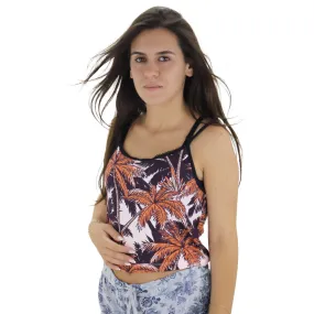 Women's Palms Print Slim Fit Crop Top,Multi