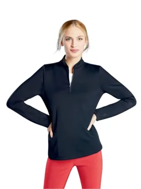 Women's Stretchy 1/4 Zipp Plain Sport Top,Navy