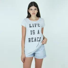 Women's Textured Graphic Top,Light Grey