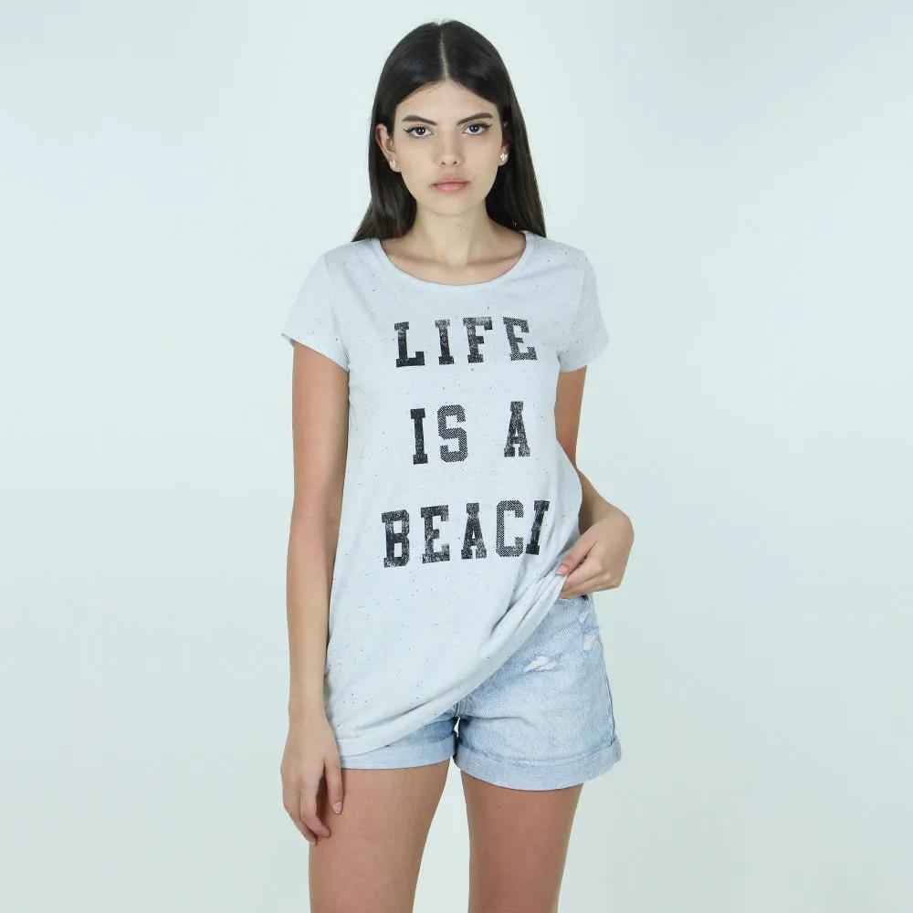 Women's Textured Graphic Top,Light Grey
