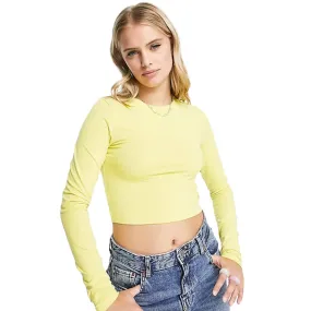 Women's Tie Back  Crop Top,Yellow