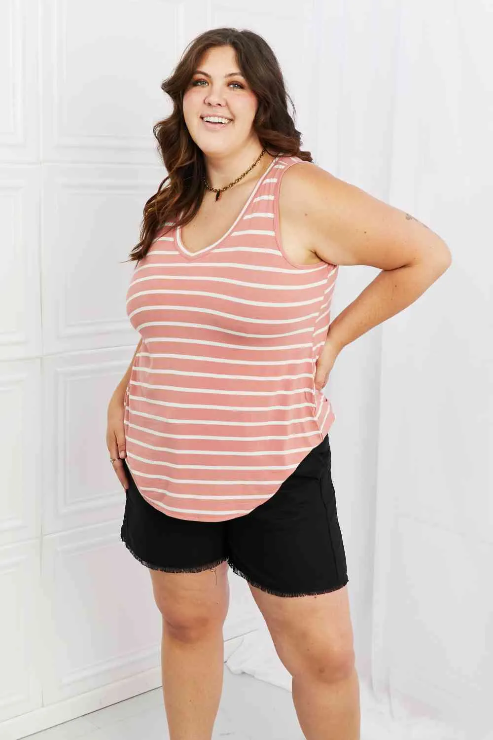 Women's Zenana Find Your Path Full Size Sleeveless Striped Top