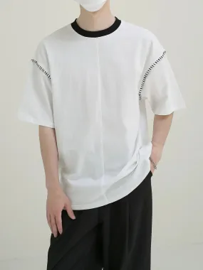 Zhou Contrast Neckline & Shoulder Line T-Shirt