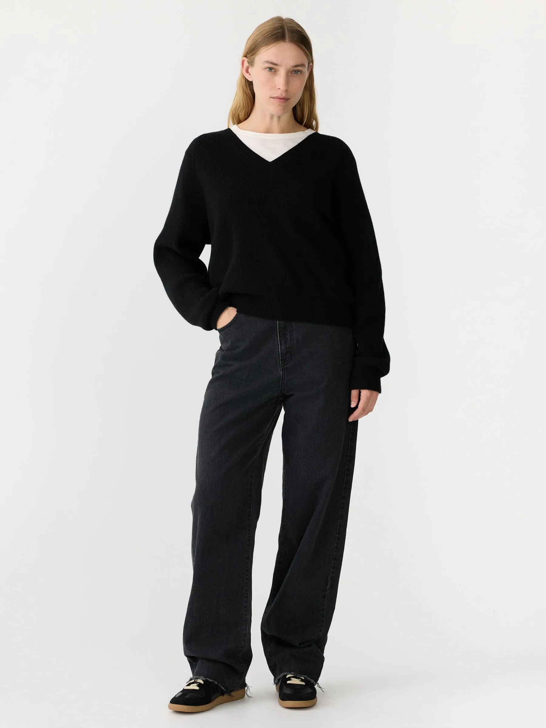 zip detail v neck knit