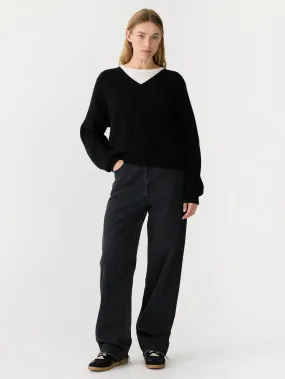 zip detail v neck knit